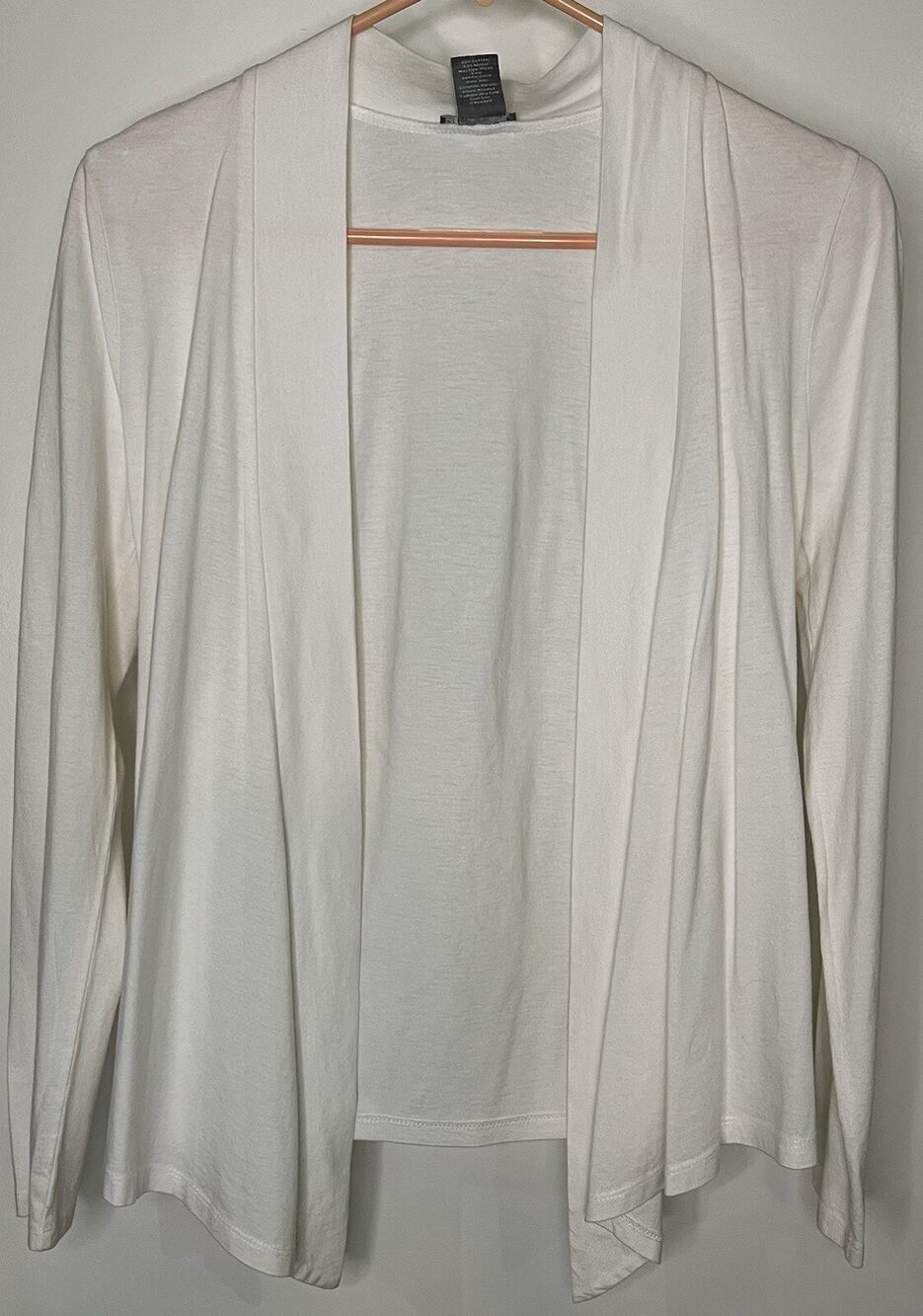 ANN TAYLOR PETITE WHITE lightweight JACKET no closure SIZE XS asymmetric hemline